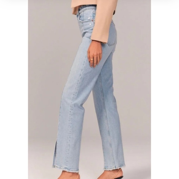 ABERCROMBIE & FITCH The 90s Straight‎ Curve Love Rise Split Hem Jeans Size 28/6 - Picture 2 of 11